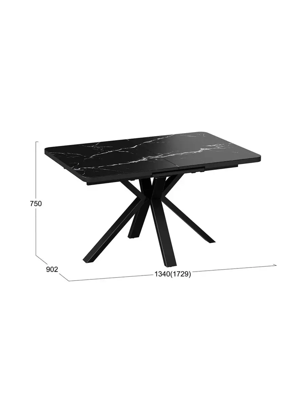 Стол кухонный Черный муар 134(173)х90х75 см