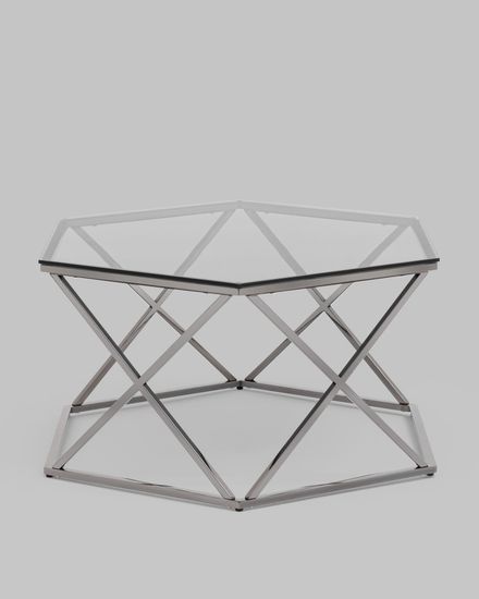 Журнальный столик Круз 93*80 стекло smoke сталь темный хром