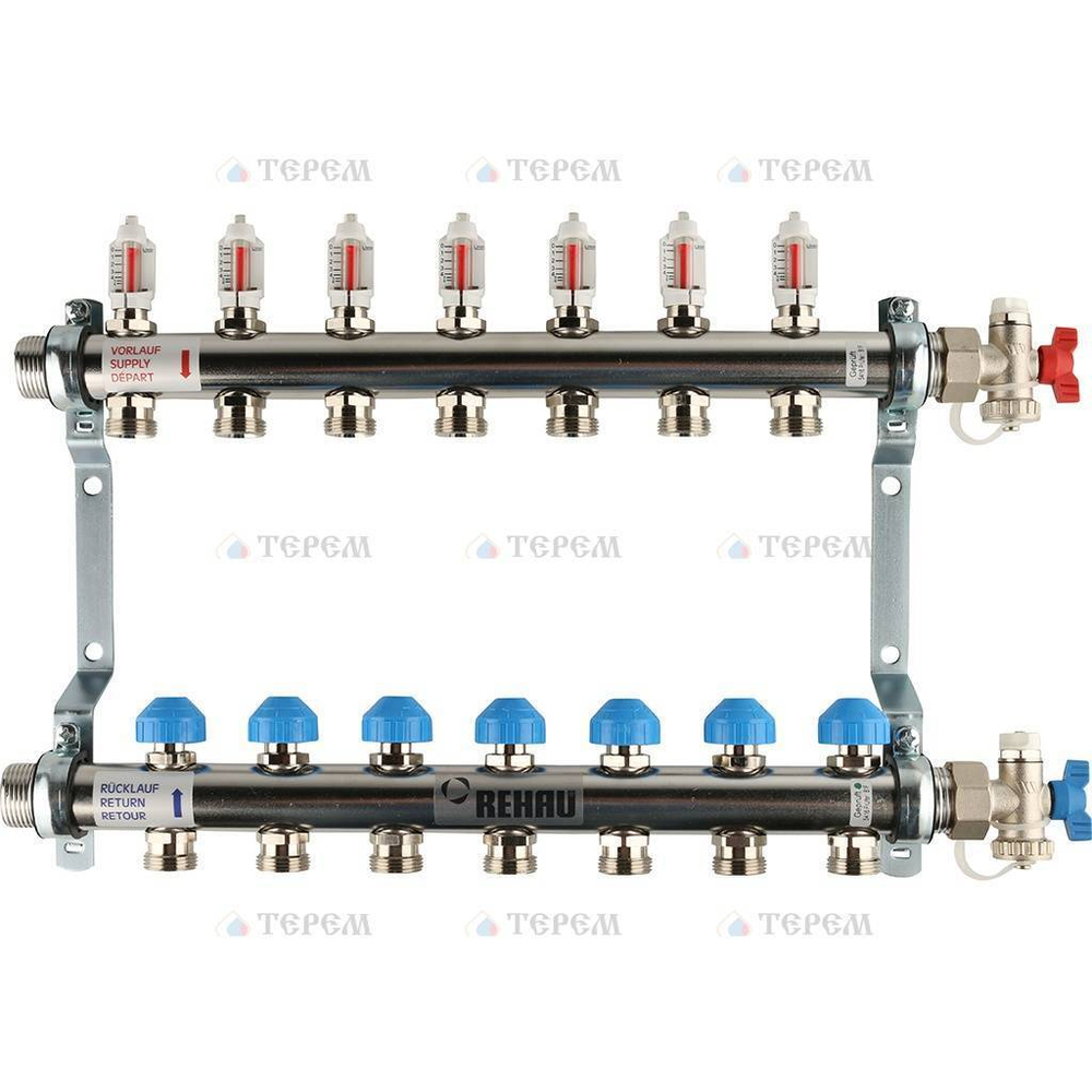 Распределительный коллектор REHAU HKV-D на 7 контуров нержавеющая сталь (12080711002)