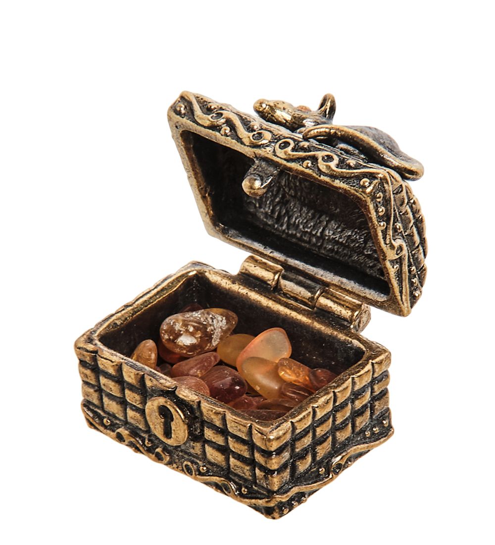 Народные промыслы AM- 568 Фигурка «Сундук с мышью» (латунь)