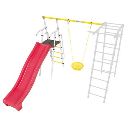 Дополнительный комплект с горкой 1200 мм к дачному комплексу ROMANA *только для высоты балки качелей 2050 мм.(желтый/серый) (с детскими качелями)