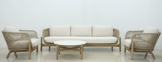 Диван деревянный плетеный трехместный Talara