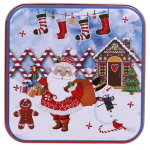 Банка жестяная «Дед Мороз и пряничный домик» 900мл 12*12*6,5см