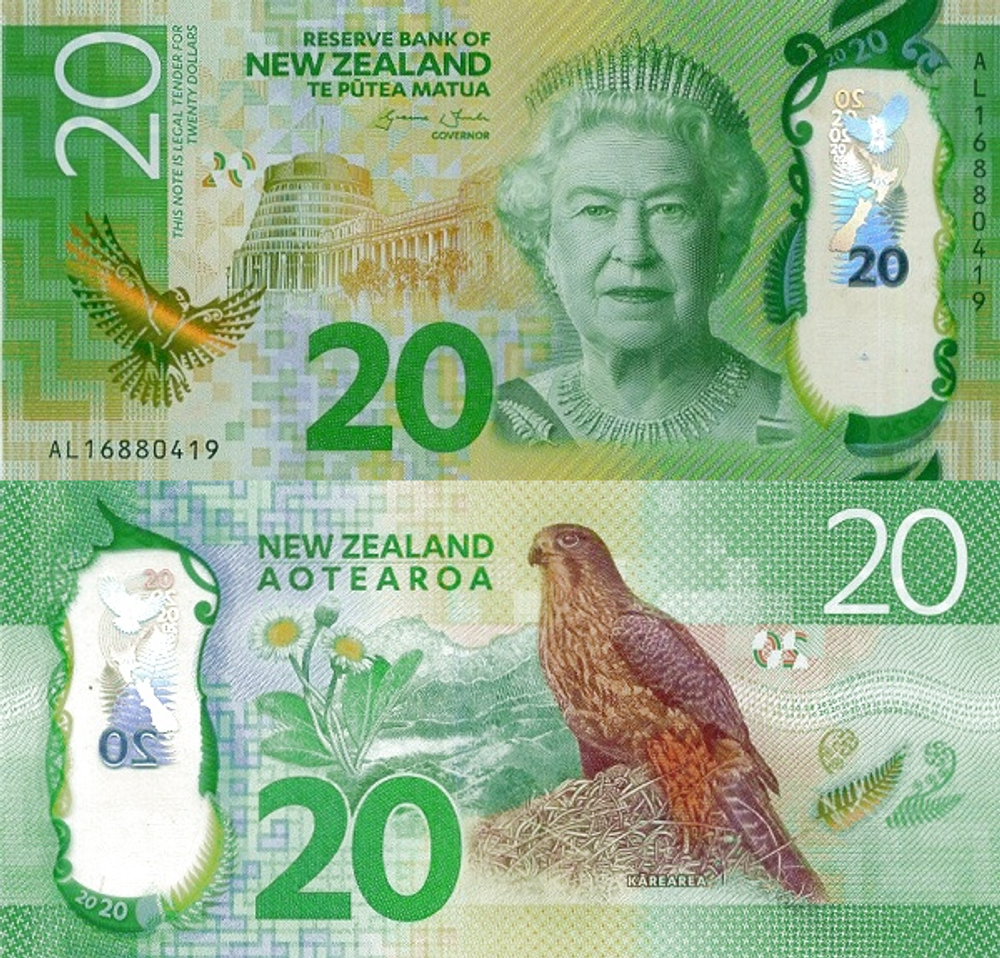 Новая Зеландия 20 долларов 2016-2018 Новозеландский сокол UNC