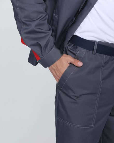 Костюм "Флофт-1 Премиум" СОП брюки (т.серый/серый/красный)