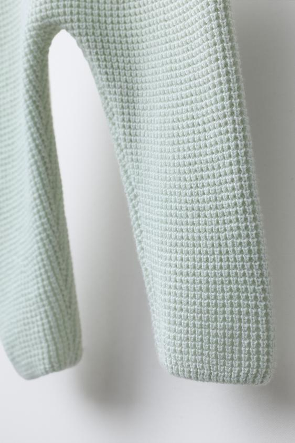 ZARA ТРИКОТАЖНЫЕ БРЮКИ С ЖЕМЧУЖНЫМ УЗОРОМ, ВОДЯНИСТО-ГОЛУБОЙ