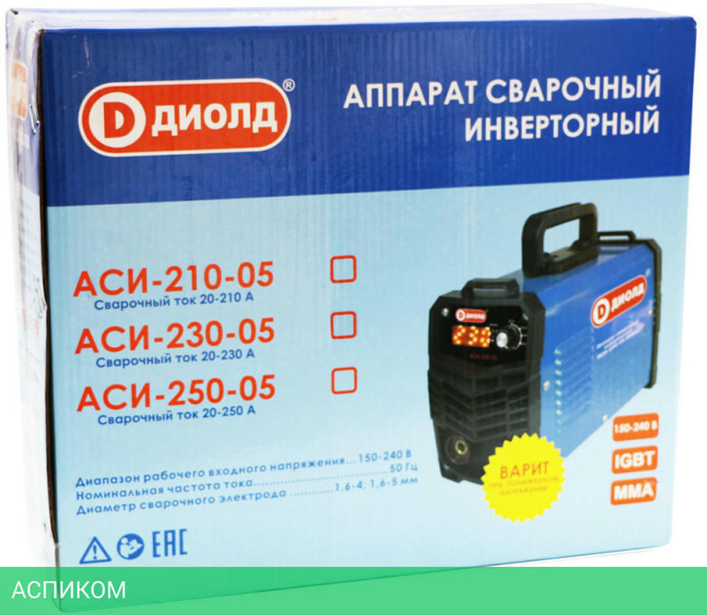 Сварочный инвертор Диолд АСИ-210-05 ММА DC (30012300)