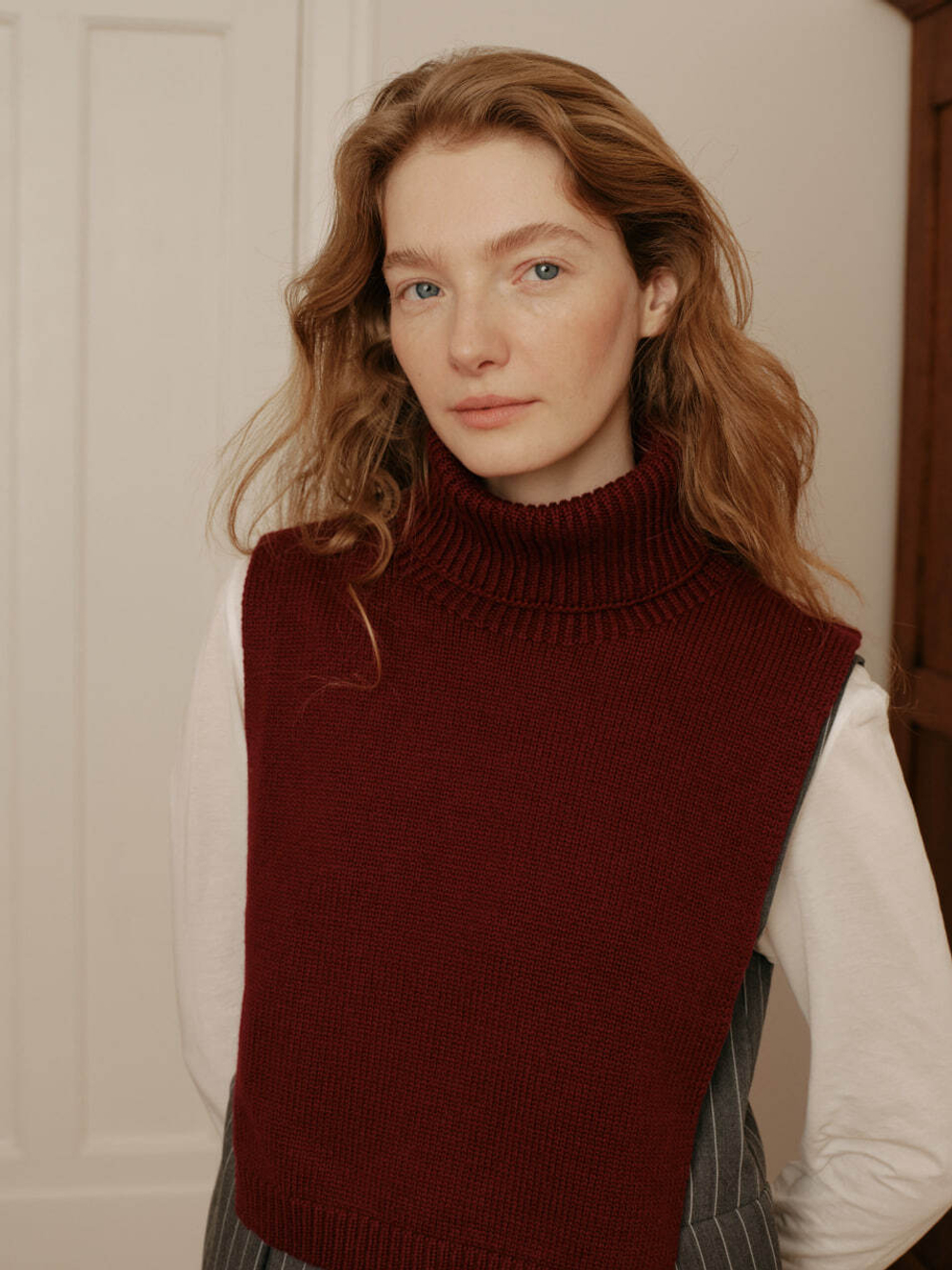 Манишка из кашемира с мериносом цвета бордо ПРЕДЗАКАЗ