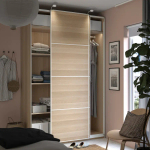 Шкаф-купе - IKEA PAX/MEHAMN/ПАКС/МЕХАМН ИКЕА, 66х150х236,4 см, белый/светло-коричневый