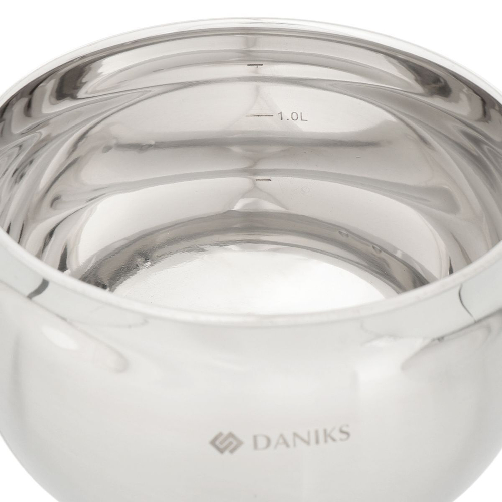 Ковш нерж, 1.9 л, крышка стекло, металл ручка, индукц, Daniks, Классика, SD-16S