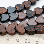 Обсидиан коричневый, сердце, размер около 10 мм, цена за 18-19 шт (1/2 нити)