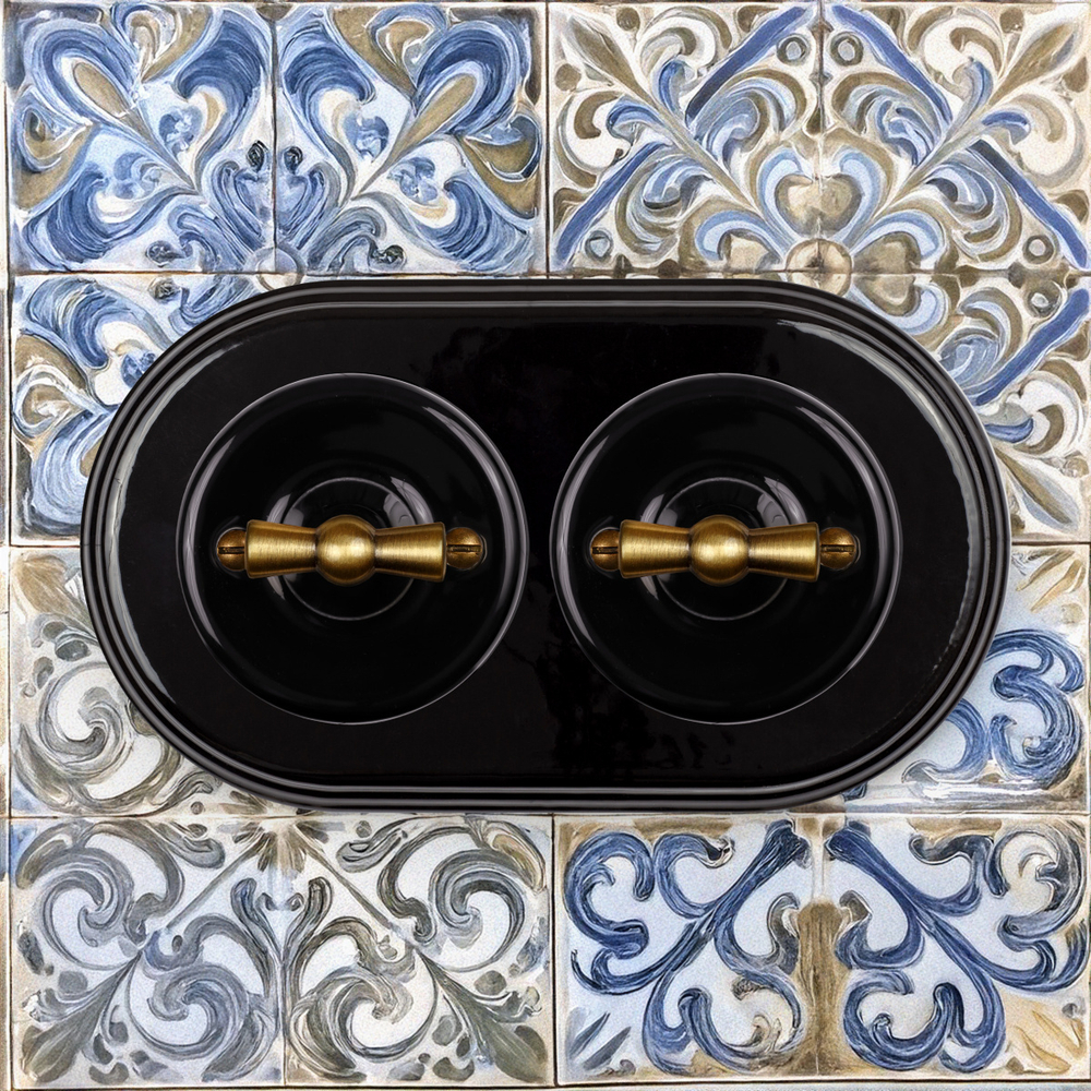 Выключатель 1кл. проходной, керамика, цвет чёрный B1-201-03