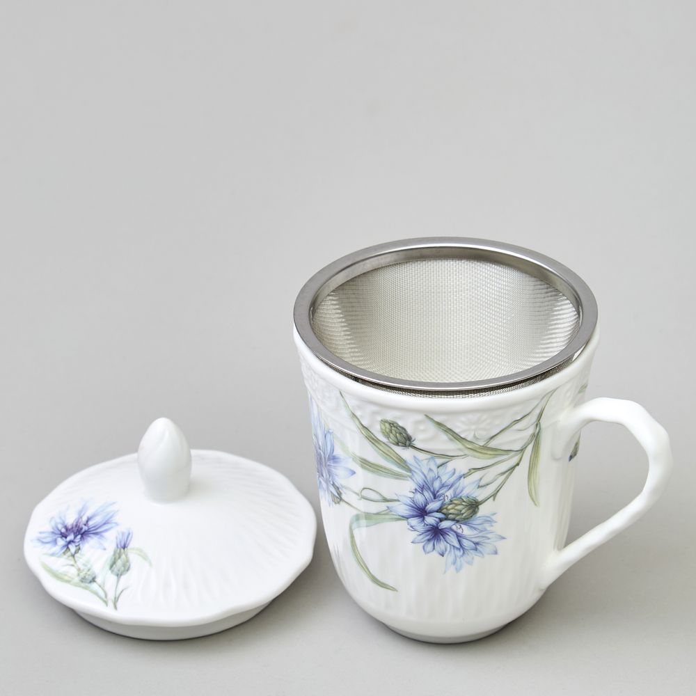 КРУЖКА ЗАВАРОЧНАЯ LEFARD "ВАСИЛЬКИ" С КРЫШКОЙ И СИТОМ 350 МЛ