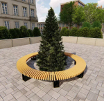 Садово-парковая скамейка «Сити» брус 30х60, сосна, круг 9425мм, дуб