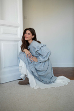 Платье Ася из фланели для беременных и кормящих мам, Серо-голубой с кофейными цветами