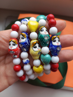 Браслет "Матрешка" красно-синий