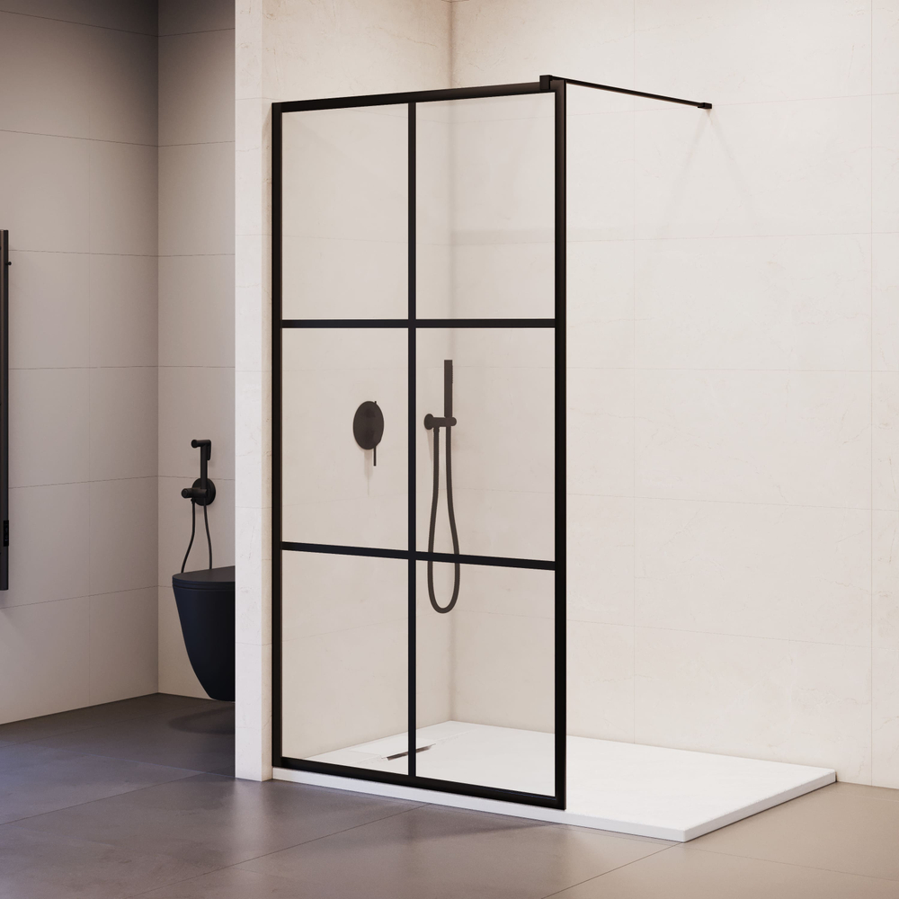 Душевая перегородка RGW WA-11B (Рисунок - черный принт (по периметру профиль), 1000)