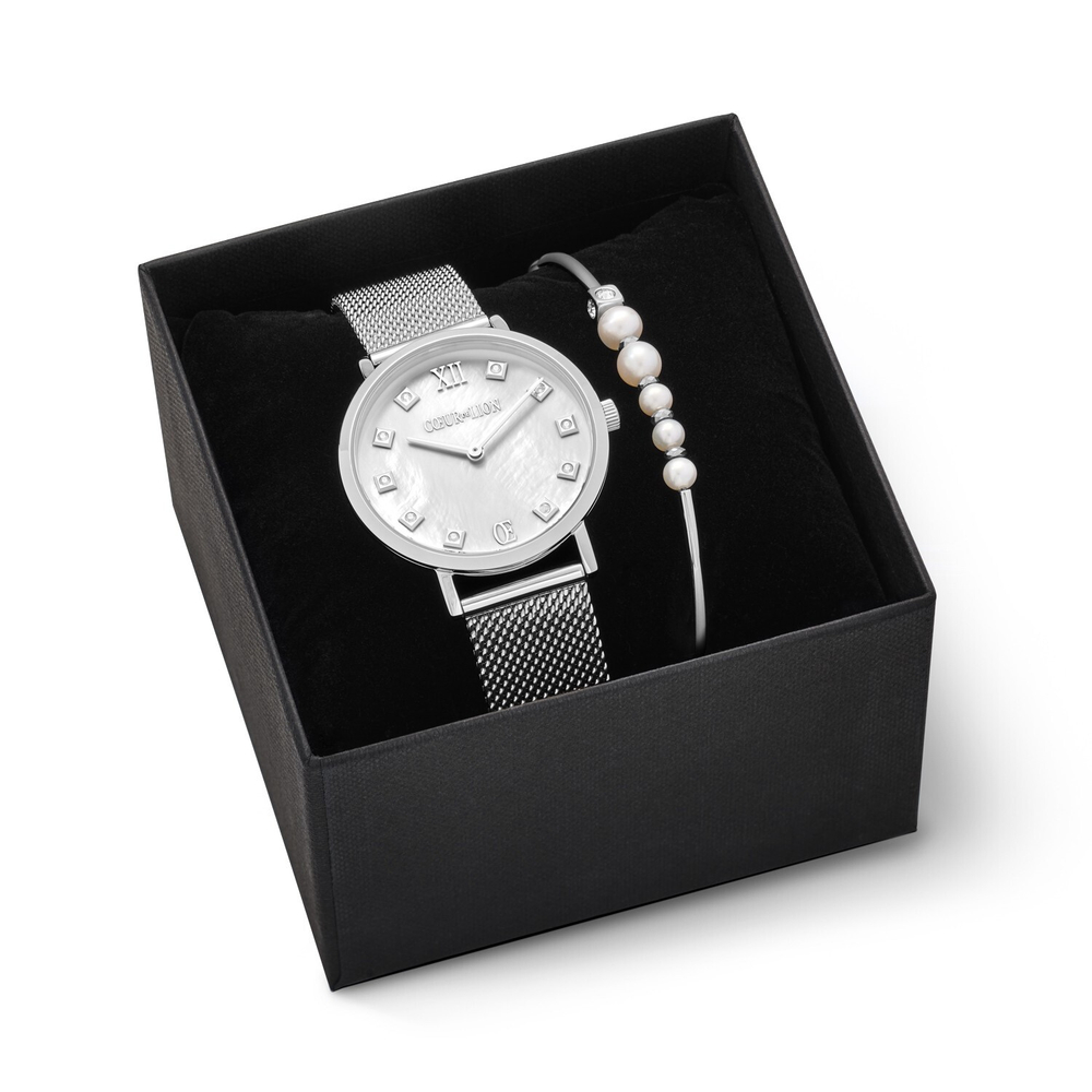 Часы Mother-Of-Pearl Silver Coeur de Lion