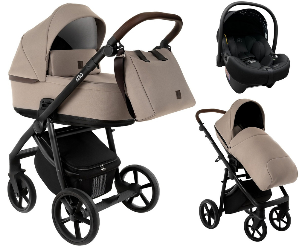 Детская коляска Roan Esso 3 в 1 с автокреслом Tutis Elo Lux EduSky Black ESS110/1 Hazel/Black