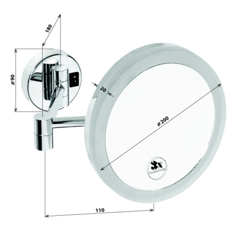 Косметическое зеркало настенное Bemeta D200 см. с LED подсветкой