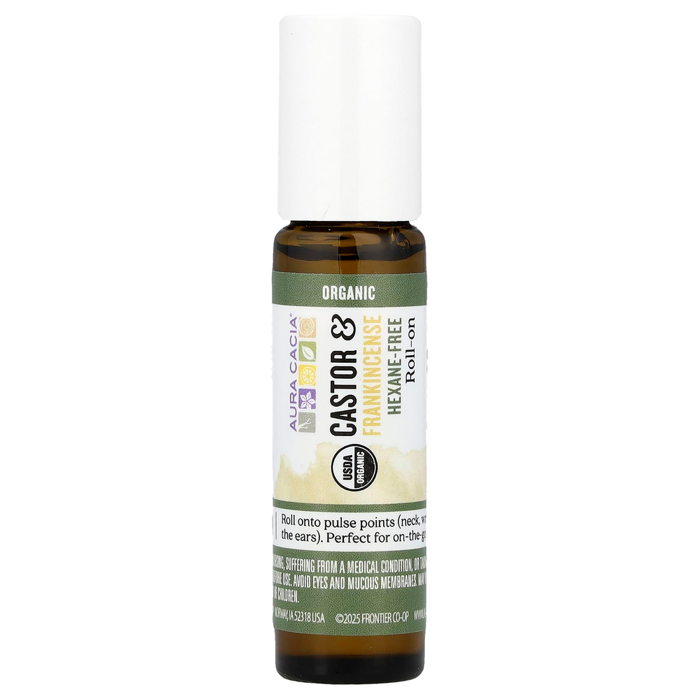 Aura Cacia, Roll-On, касторовое масло и ладан, 9,2 мл (0,31 жидк. Унции)