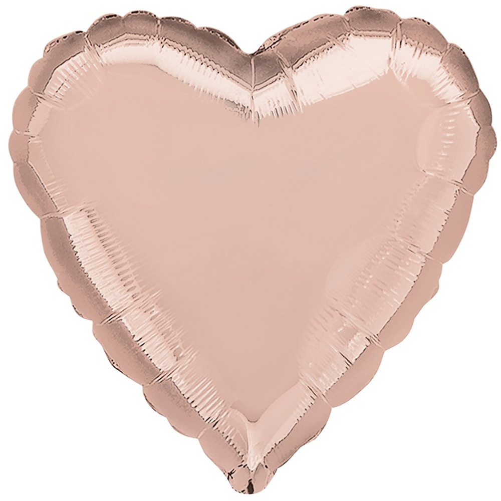 Шар фольгированный Сердце 45 см (Розовое Золото)