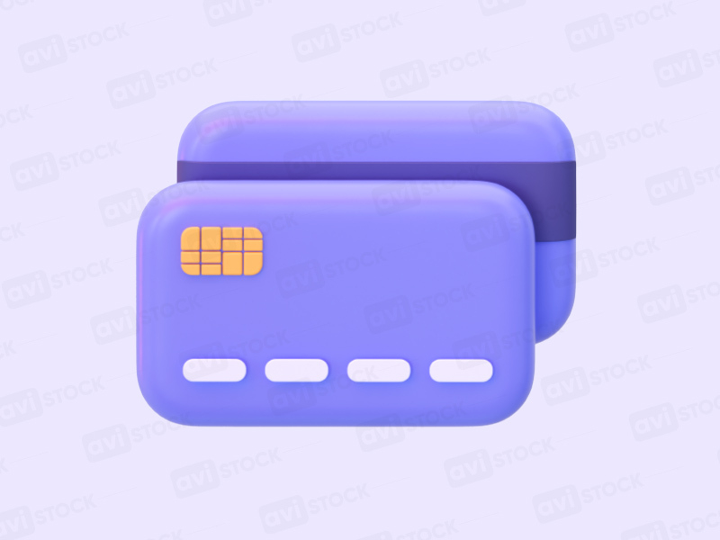 Банковская дебетовая кредитная карта - 3D модель