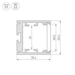 Профиль SL-ARC-3535-D1500-W90 BLACK (1180мм, дуга 1 из 4) (Arlight, Алюминий) 026599