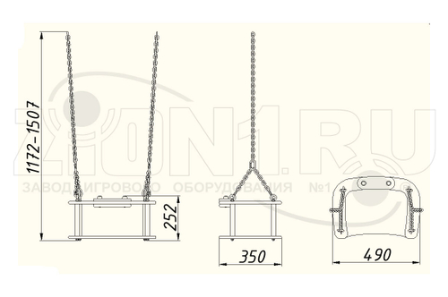 Сиденье для качелей со спинкой и цепями