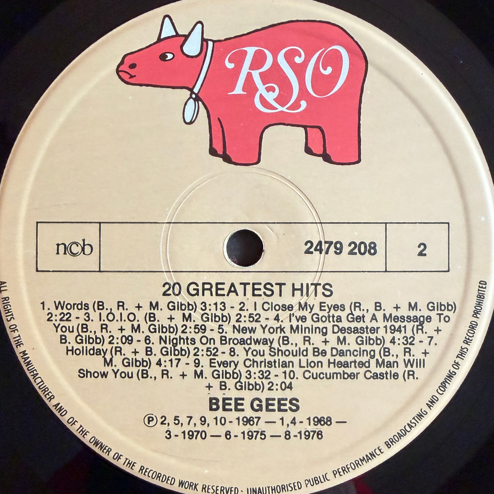 Bee Gees ‎– 20 Greatest Hits (Скандинавия 1978г.) Т
