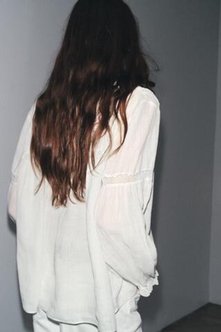 ZARA РУБАШКА ИЗ КОЛЛЕКЦИИ ZW COLLECTION РАМИ COLLECTION, ЖЕЛТОВАТО-БЕЛЫЙ