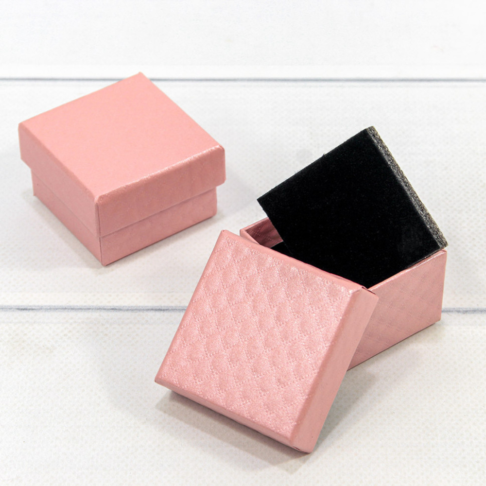 Коробка Ювелирная 5.5х5.5х3.5 см Набор 2 шт "Ромбики" (Розовый)