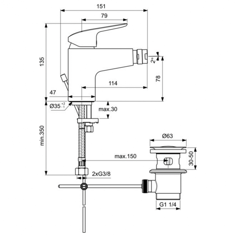 CERAFLEX Смеситель для биде B1718AA