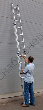 СИБИН 7 ступеней, со стабилизатором, алюминиевая, трехсекционная лестница (38833-07)