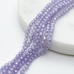 Фианит (кубический цирконий), цвет сиреневый, размер 3 мм, цена за нить около 130 шт (38 см)