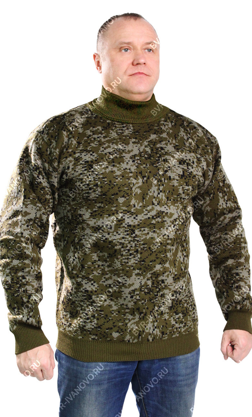 Свитер мужской с горловиной  Цифра Зелёная