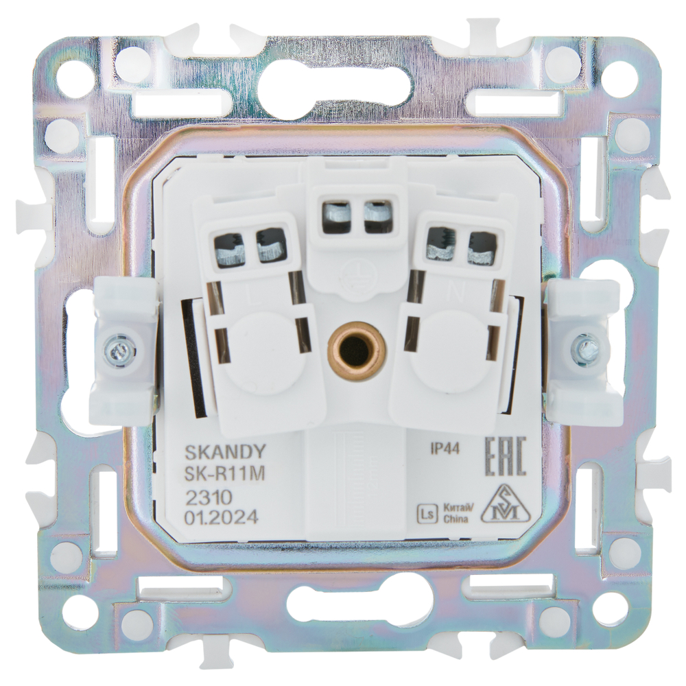 SKANDY Розетка 1-местная с заземлением с защитными шторками и крышкой 16А IP44 SK-R11G мятный IEK