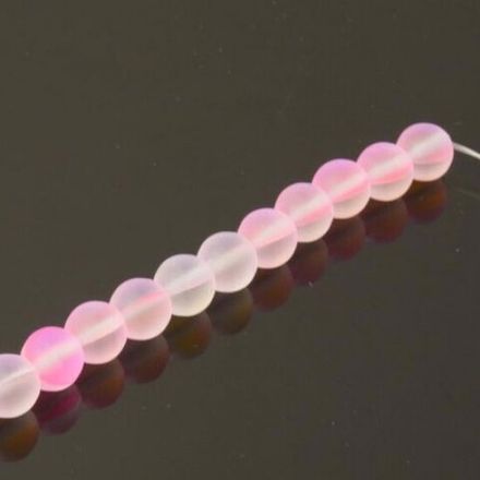 Mermaid Glass Beads 8 mm Matte Pink Mystic 14