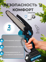 Пила аккумуляторная цепная, мини сучкорез с 2 АКБ + кейс