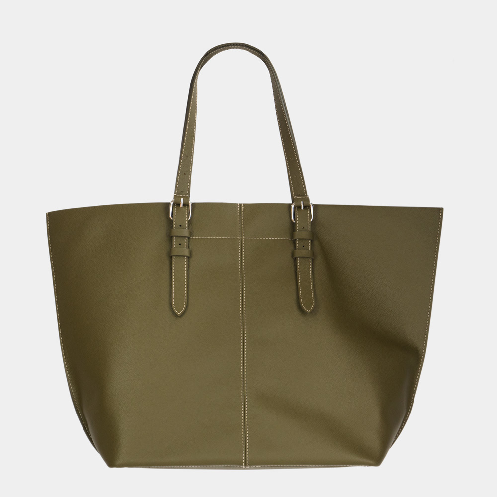 Сумка Shopper Vintage из кожи теленка, цвета оливы