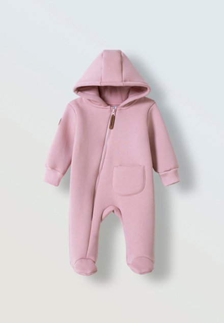 Комбинезон утепленный с капюшоном пудра