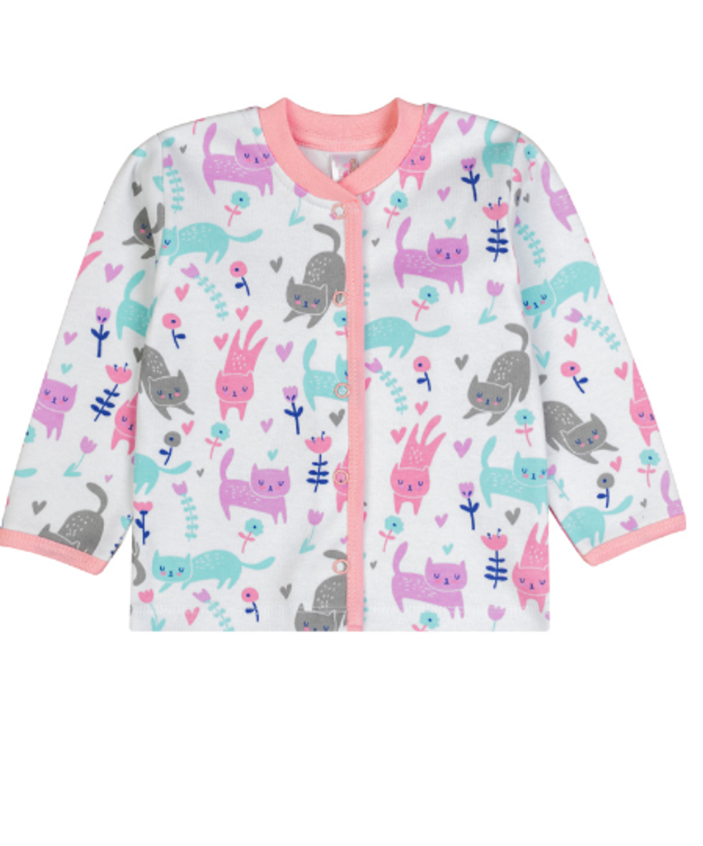 Кофточка д/новорожд. р.74-80 M0833IR-0/1 белый, кошка (Такро)