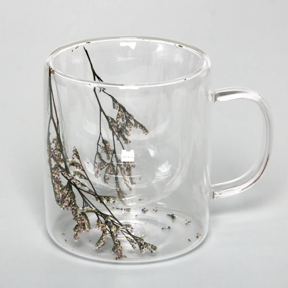 Кружка стеклянная с двойными стенками 250мл «Хай-Тек» ветки