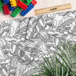 Ткань блэкаут дубовые силуэты и желуди