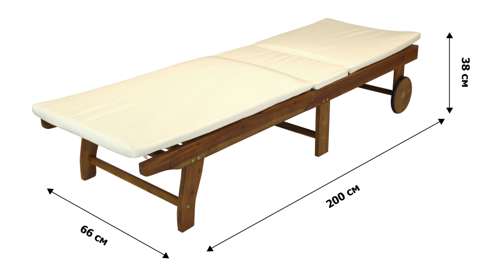 Лежак шезлонг Garden Story Алекс из акации (дерево) (акация цвет дерева) 1 упаковка