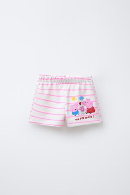 ZARA ШОРТЫ-БЕРМУДЫ ИЗ МЯГКОЙ ТКАНИ С ПРИНТОМ PEPPA PIG ™, РОЗОВЫЙ