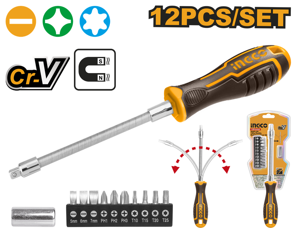 Отвертка с гибким стержнем