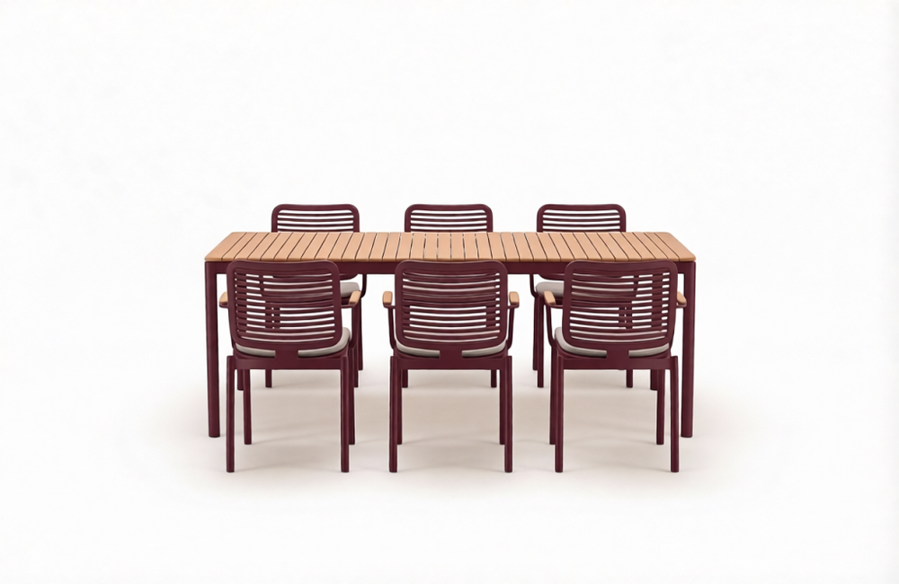 Комплект металлической мебели Tagliamento Armona, терракотовый, светло-бежевый, натуральный