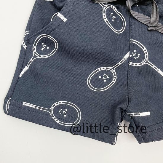 Шорты "Теннис" из футера, Черные с рисунком