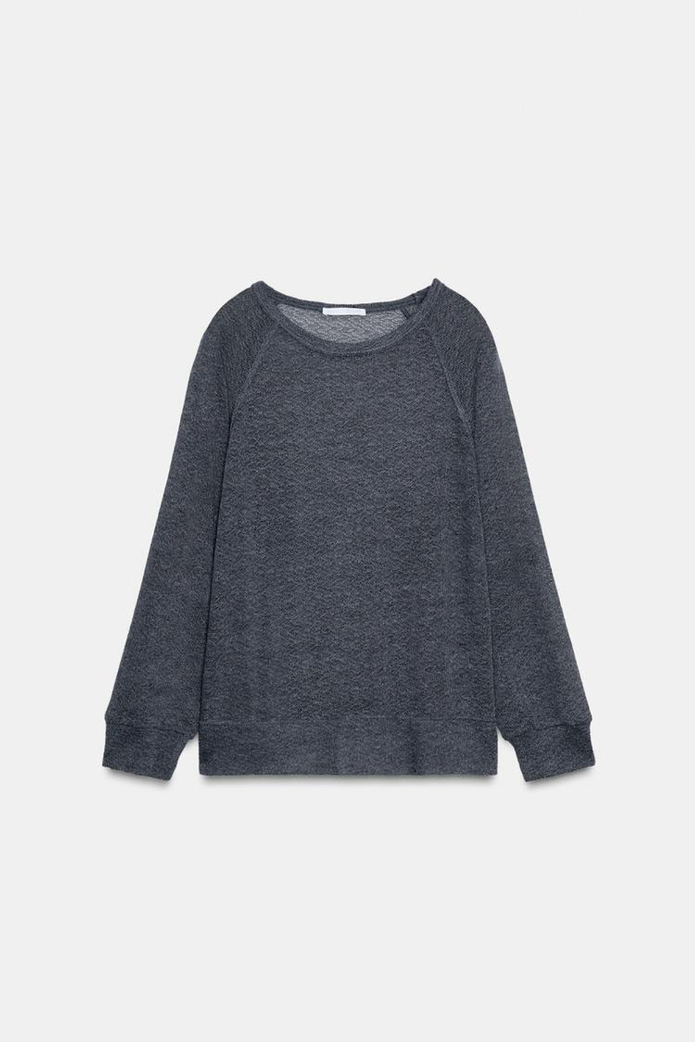 ZARA ДЖЕМПЕР В СТИЛЕ РУСТИК С ДЛИННЫМИ РУКАВАМИ, АНТРАЦИТОВО-СЕРЫЙ